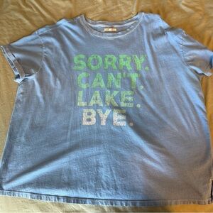 Maurices Light Blue Tee with Green and White Accents